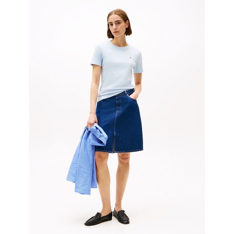 TOMMY HILFIGER - Camiseta celeste de cuello redondo con corte slim Tommy Hilfiger