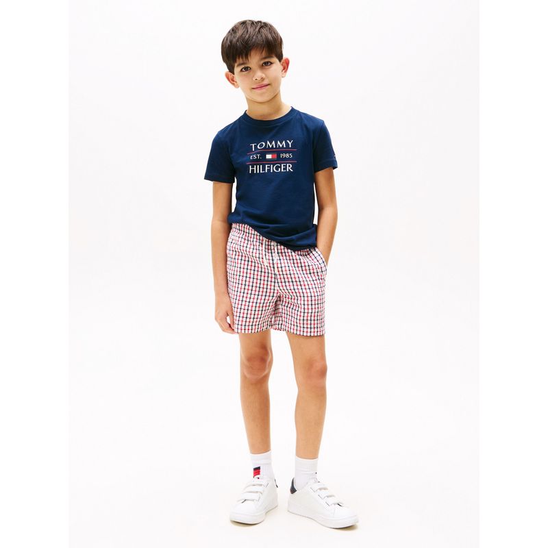 TOMMY HILFIGER - Camiseta azul de cuello redondo con logo Tommy Hilfiger