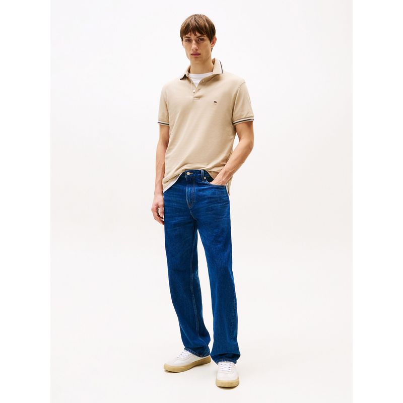 TOMMY HILFIGER - Polo beige ribeteado de corte slim Tommy Hilfiger