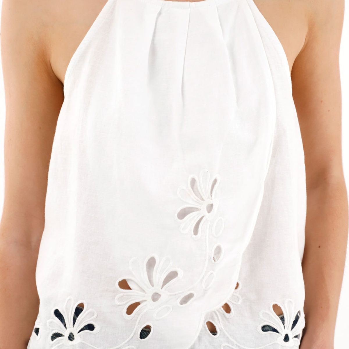 TENNIS - Camisa cuello halter blanca para mujer