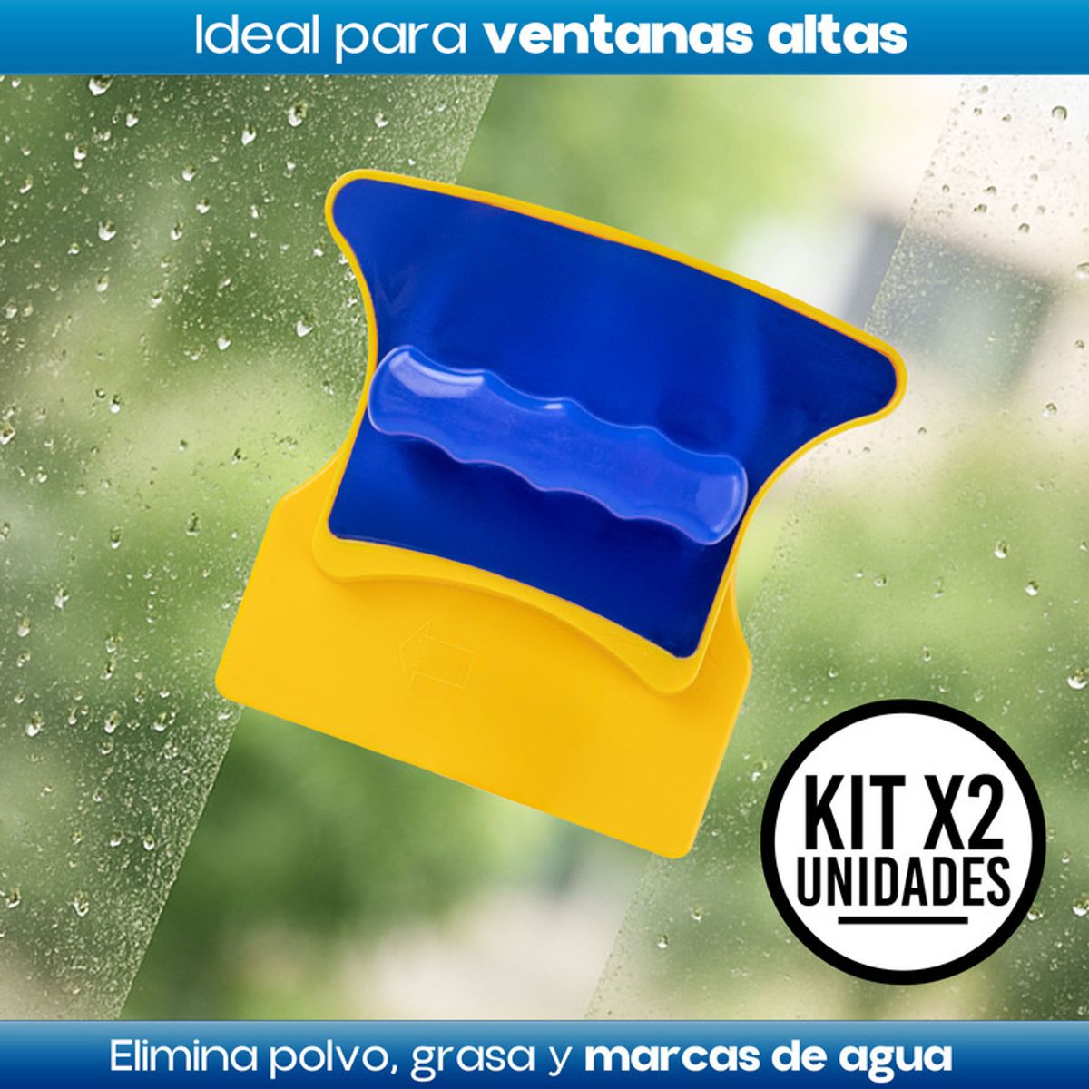 ENERGY PLUS - Set x2 Limpiador de Vidrios Magnético Alturas Doble Cara