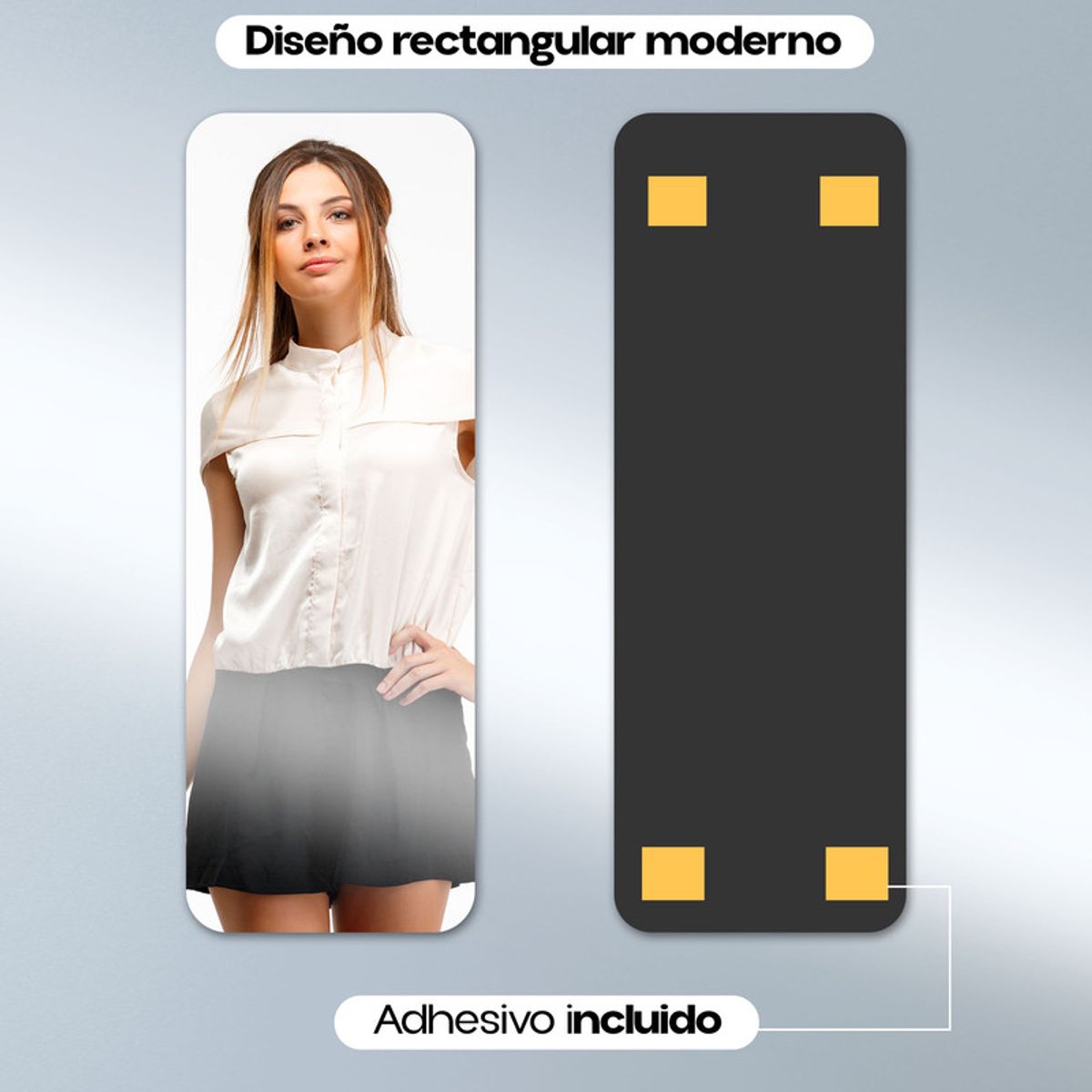 ENERGY PLUS - Espejo Adhesivo Pared 30x90 Cm Luminoso Energy Plus