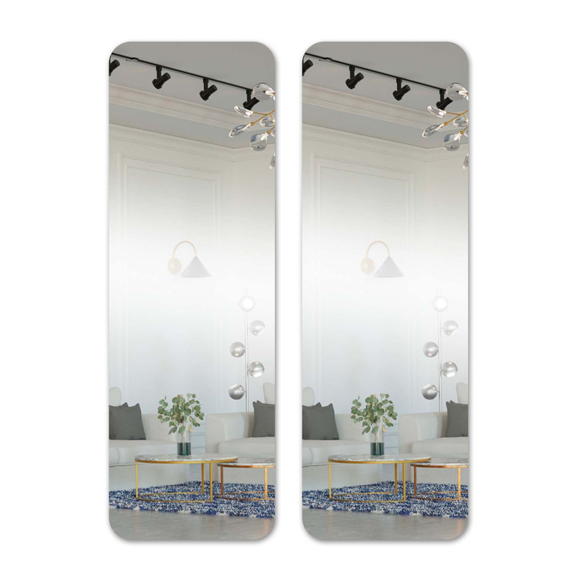 ENERGY PLUS - Set x2 Espejo Adhesivo Acrílico 30x90 cm Estilo Minimalista