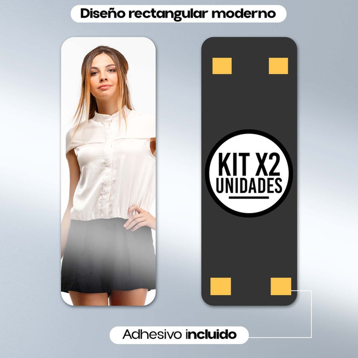 ENERGY PLUS - Set x2 Espejo Adhesivo Acrílico 30x90 cm Estilo Minimalista