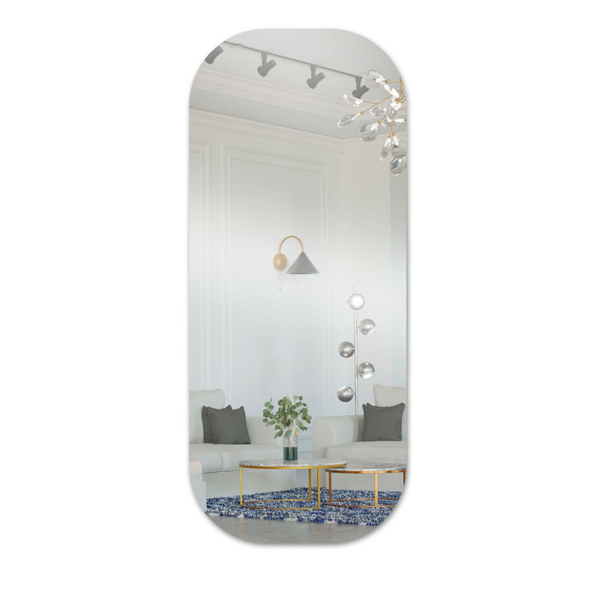 ENERGY PLUS - Espejo Decorativo Ovalado Acrílico Autoadhesivo 40x80 cm