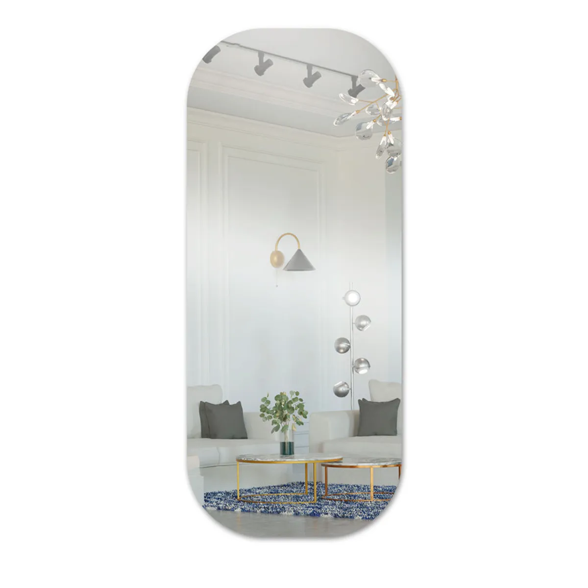 ENERGY PLUS - Espejo Decorativo Ovalado Acrílico Autoadhesivo 40x80 cm