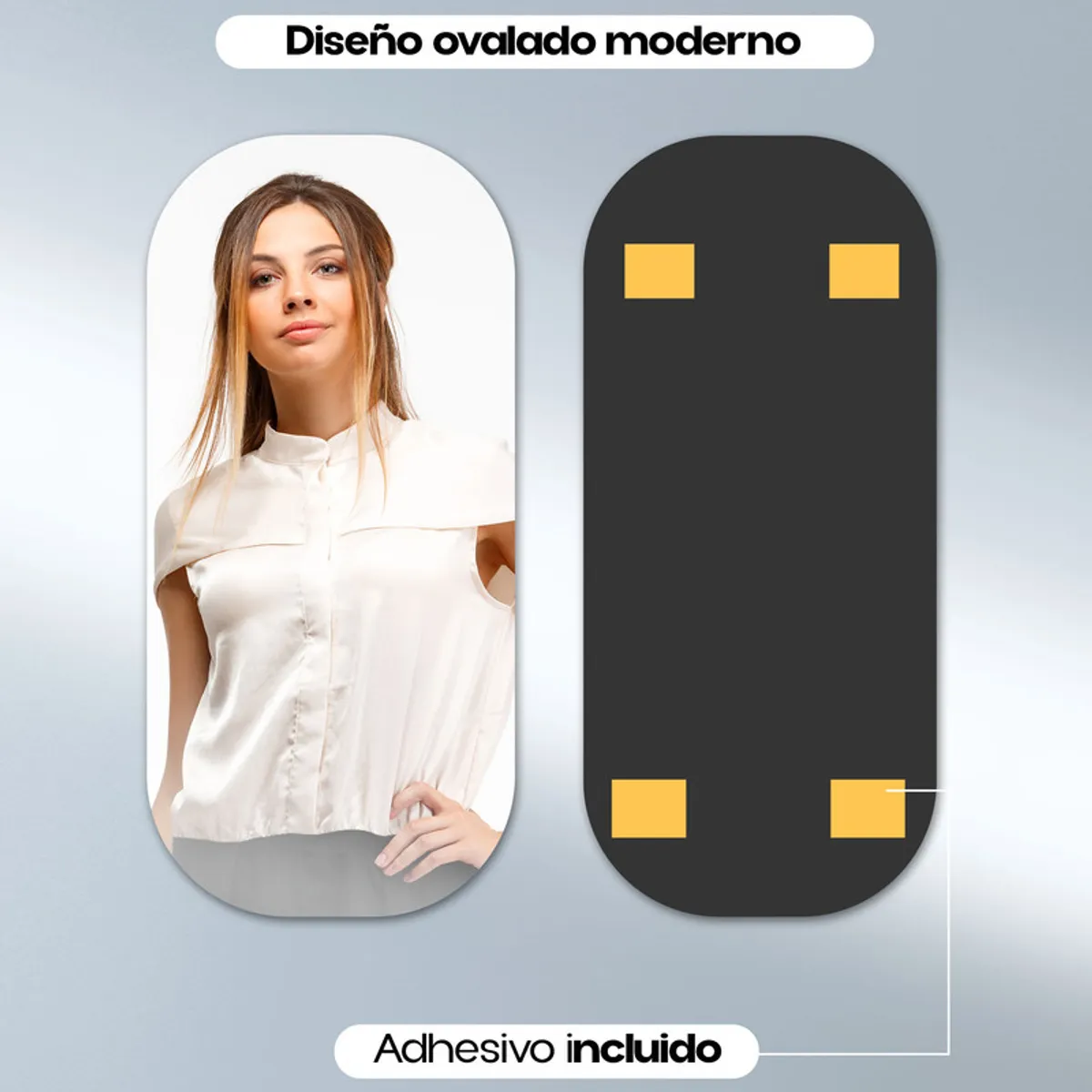 ENERGY PLUS - Espejo Decorativo Ovalado Acrílico Autoadhesivo 40x80 cm