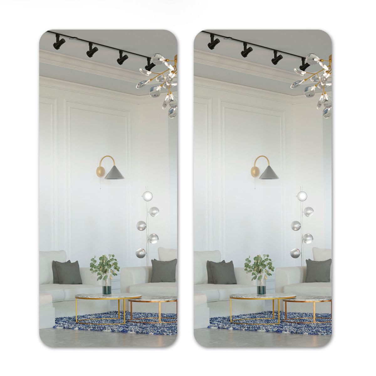 ENERGY PLUS - Set x2 Espejo Acrílico Decorativo 40x90 cm con Autoadhesivo