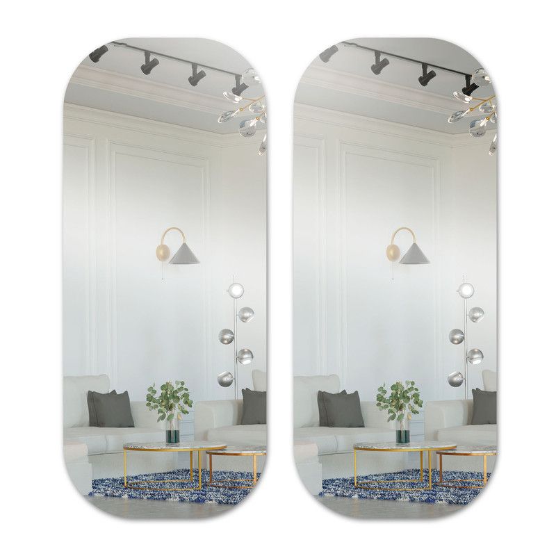 ENERGY PLUS - Set x2 Espejo Acrílico Decorativo Ovalado 40x90 cm Moderno
