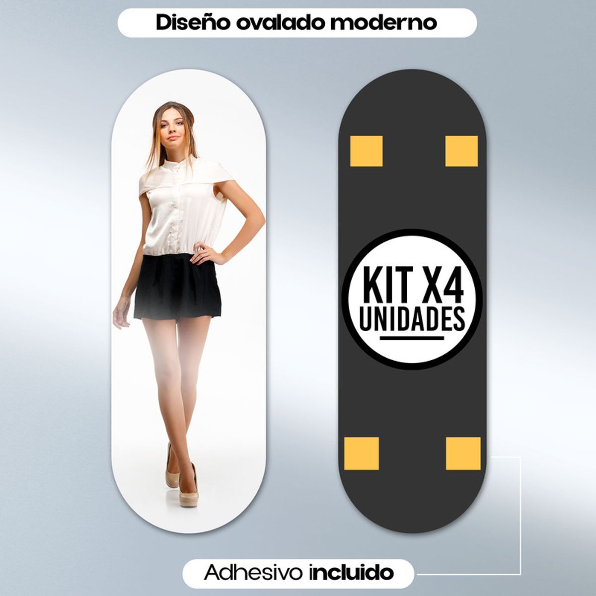 ENERGY PLUS - Set x4 Espejo Acrílico Ovalado 40x120 Vestidor y Habitación