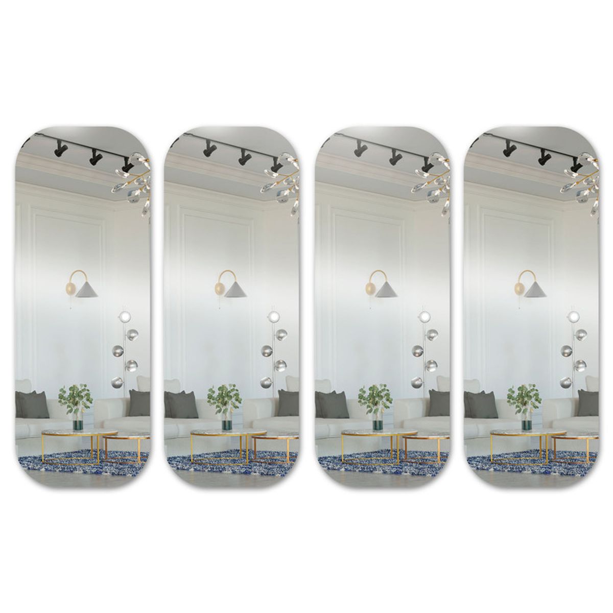 ENERGY PLUS - Set x4 Espejo Cuerpo Entero 50x150 cm Acrílico Autoadhesivo
