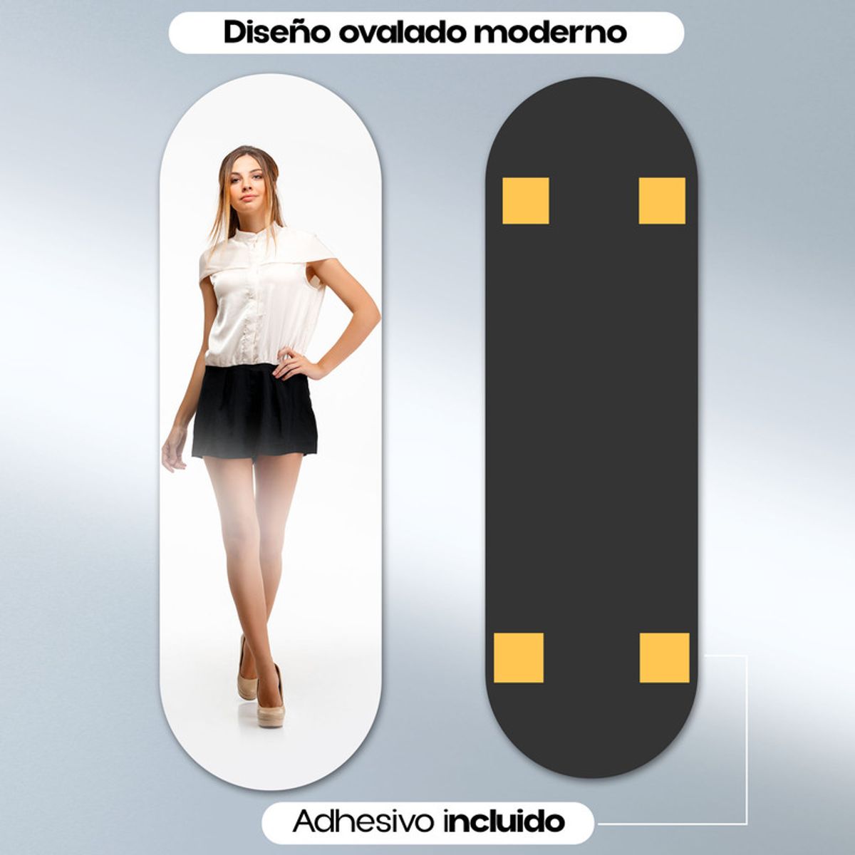 ENERGY PLUS - Espejo Acrílico Cuerpo Completo 50x150 cm Ovalado para Pared