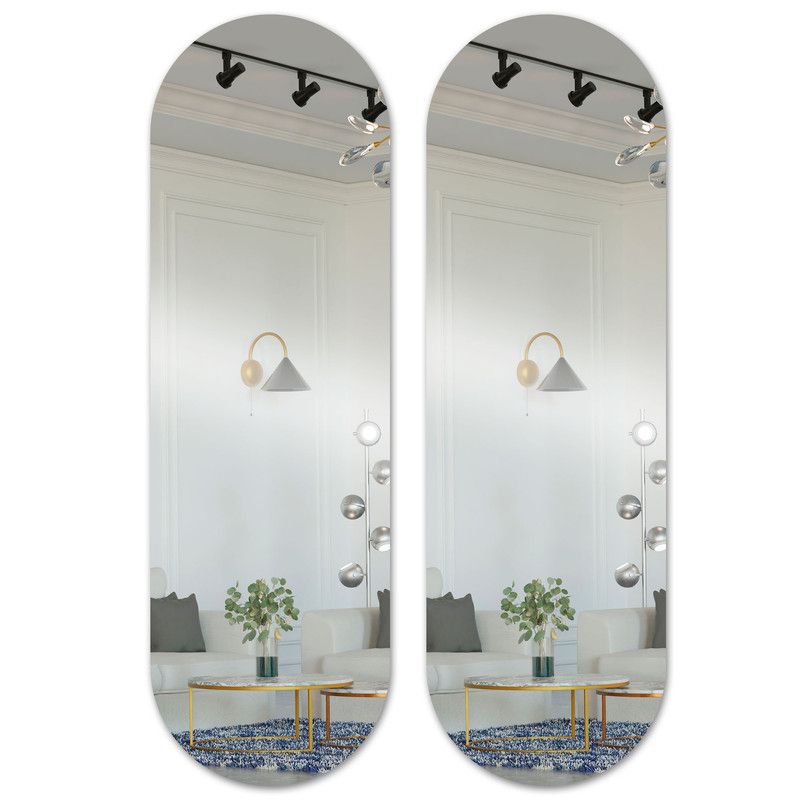 ENERGY PLUS - Set x2 Espejo Acrílico Cuerpo Completo 50x150 Ovalado Pared