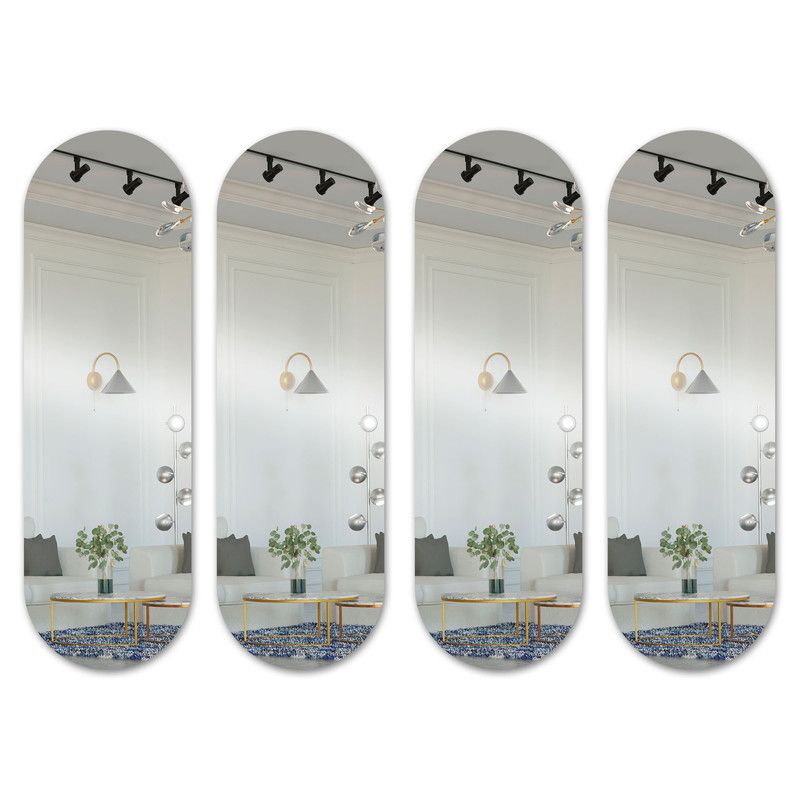ENERGY PLUS - Set x4 Espejo Acrílico Cuerpo Completo 50x150 Ovalado Pared
