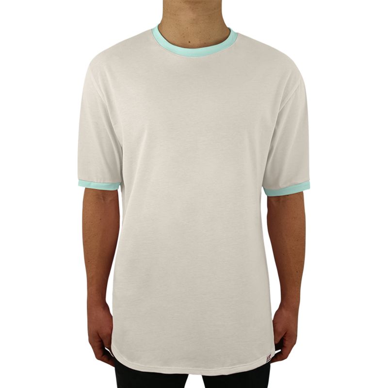 FUERA DEL MOLDE - Camiseta Clásica Básica Premium Bicolor Unisex Hueso Verde Menta