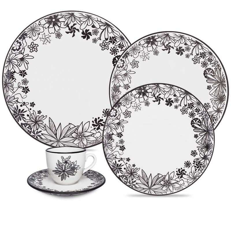 OXFORD - VAJILLA PORCELANA 20 PZAS 4PTOS FLORESTA NEGRA