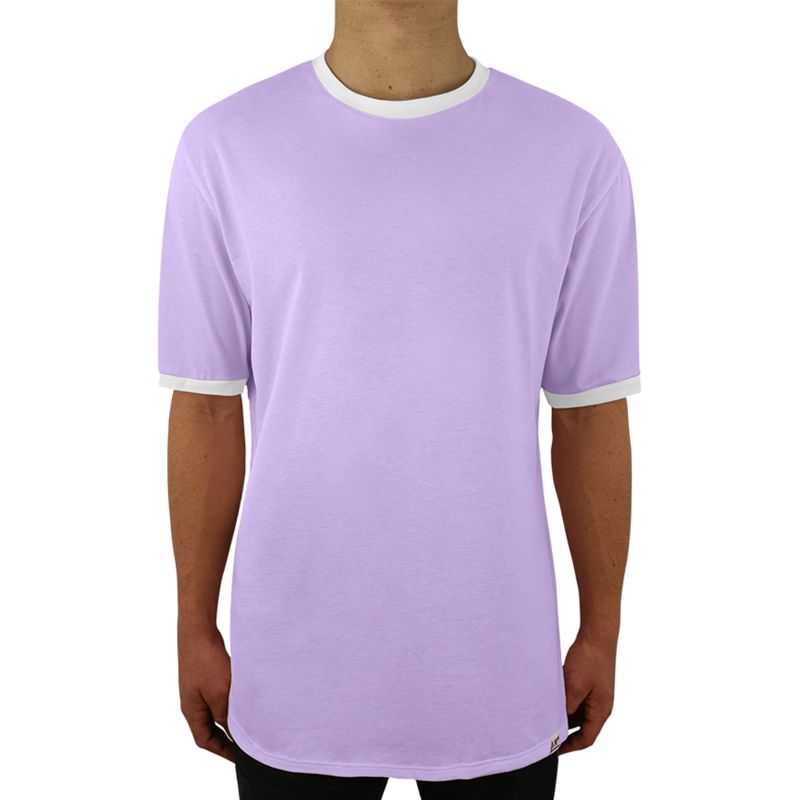 FUERA DEL MOLDE - Camiseta Clásica Básica Premium Bicolor Lila Blanco