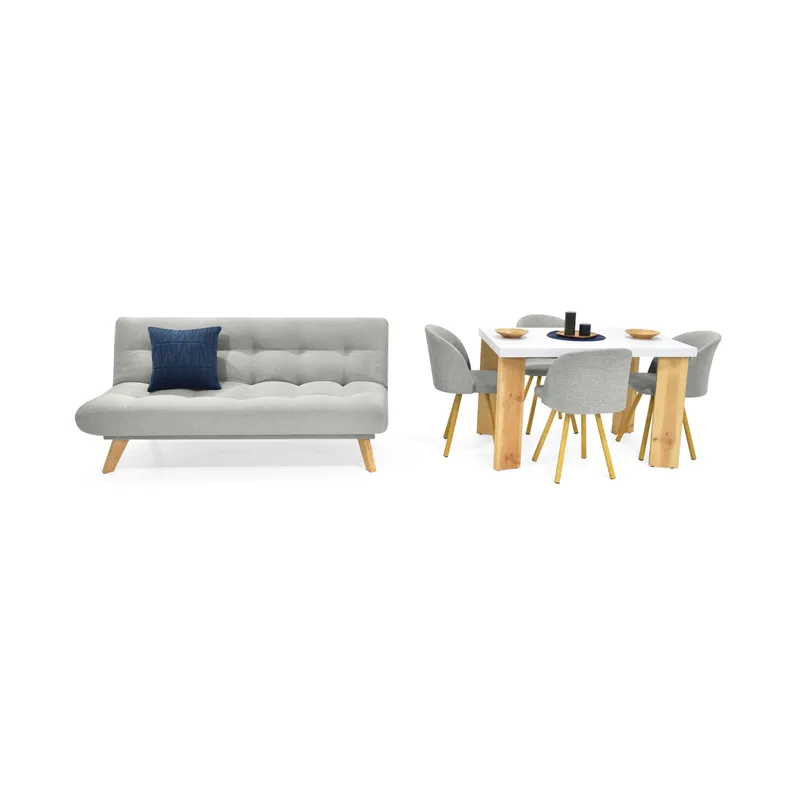 VENECIA - Combo Sofá Cama Porto + Juego de Comedor Sevilla 4P Sillas Sevilla