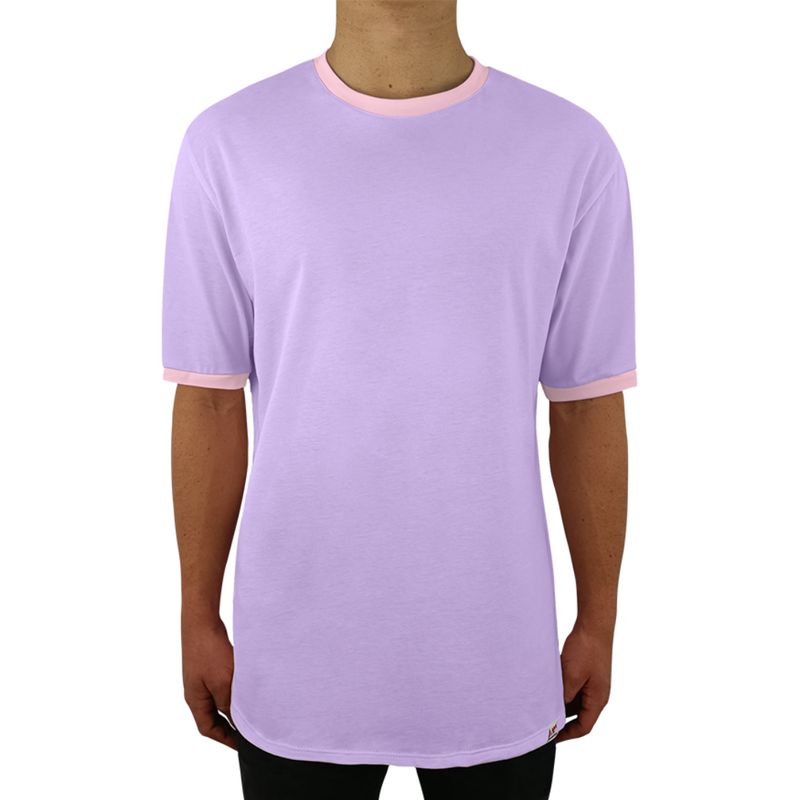 FUERA DEL MOLDE - Camiseta Clásica Básica Premium Bicolor Unisex Lila Rosado
