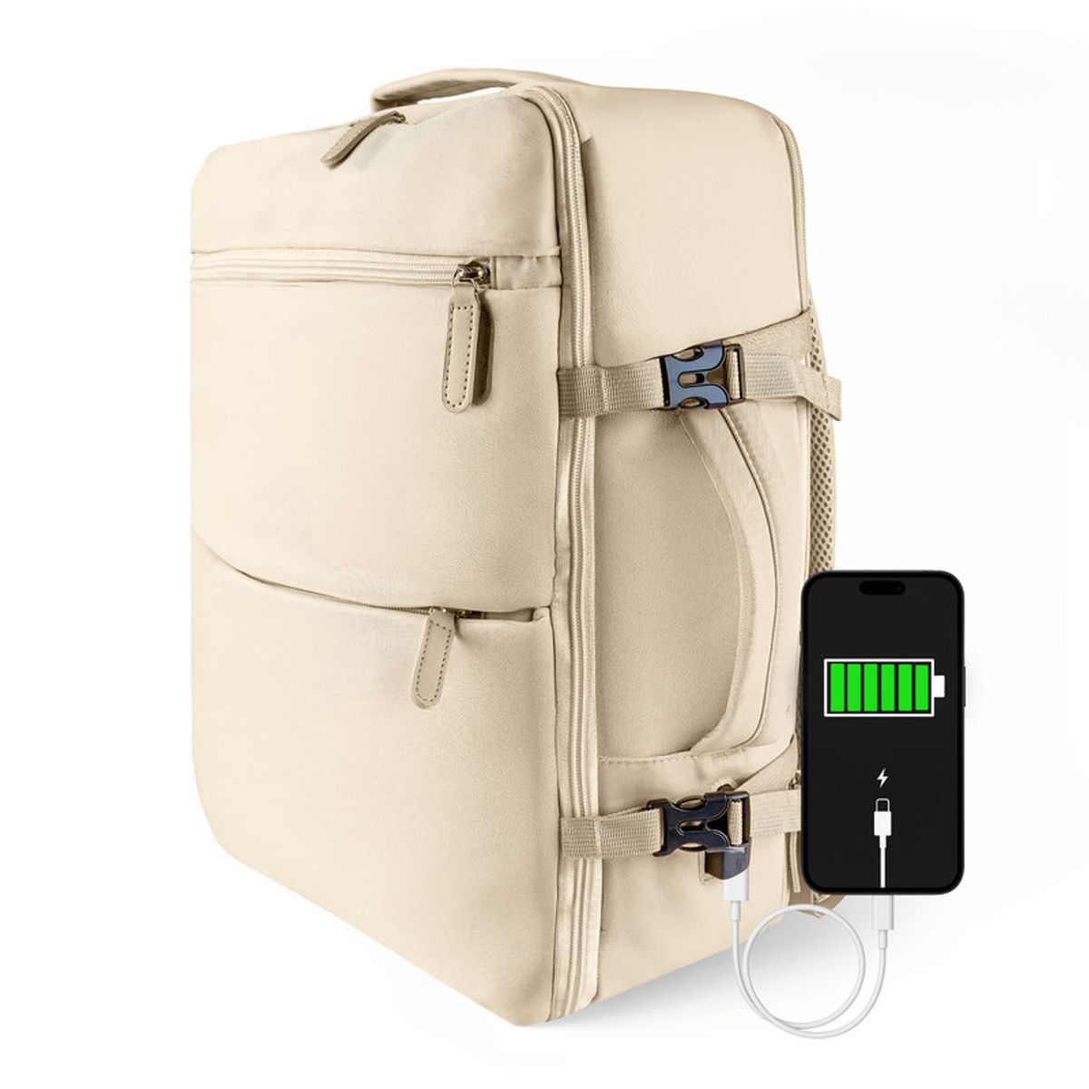 ENERGY PLUS - Morral para Viaje 40L Puerto USB Zapatero y Apertura 180°