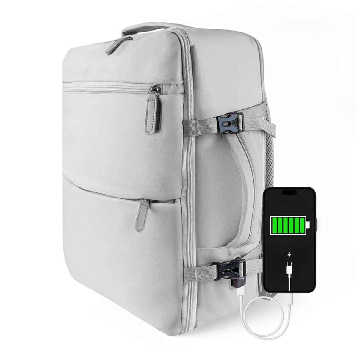 ENERGY PLUS - Morral para Viaje 40L Puerto USB Zapatero y Apertura 180°