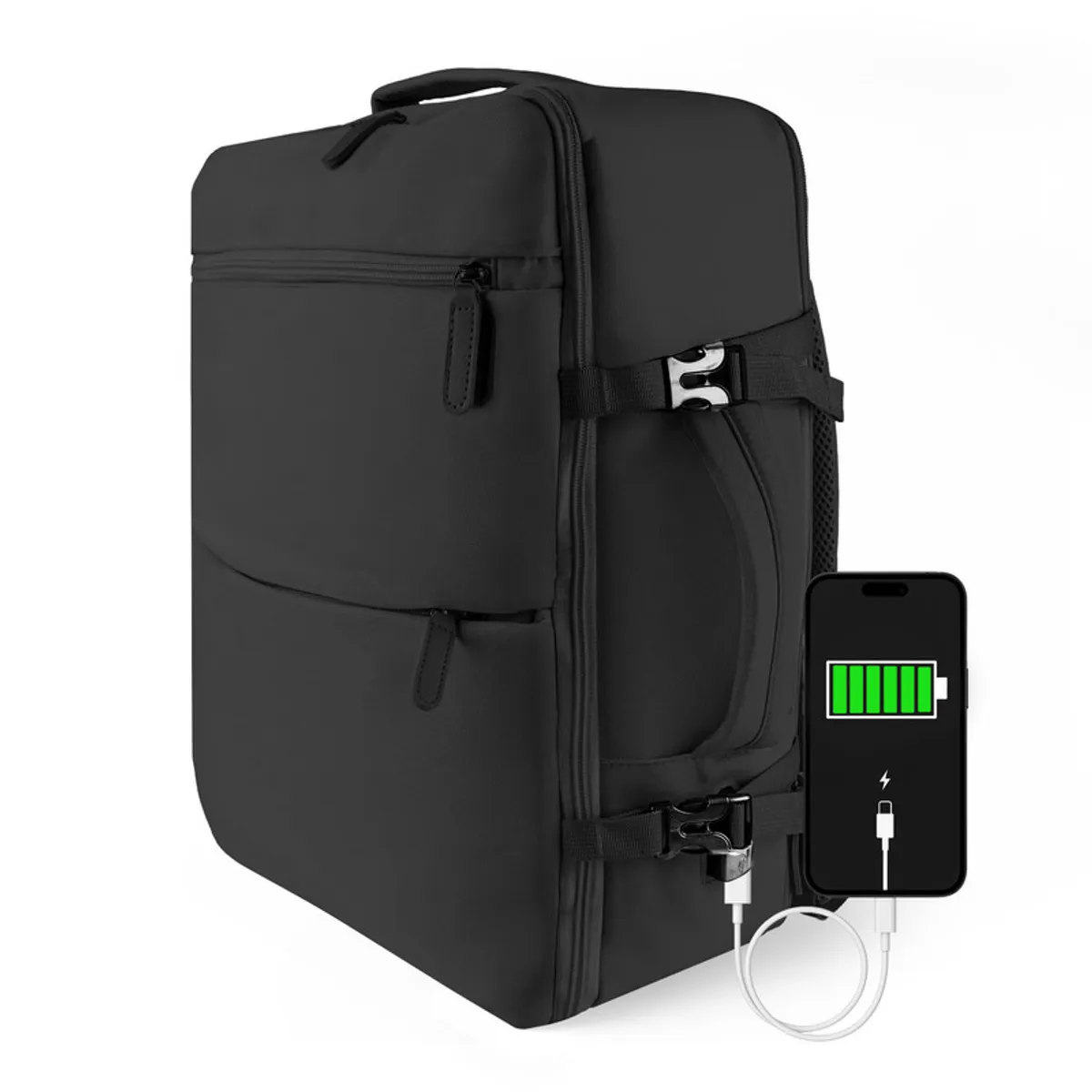 ENERGY PLUS - Morral para Viaje 40L Puerto USB Zapatero y Apertura 180°