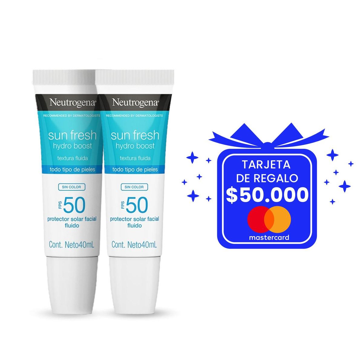 NEUTROGENA - Protector Solar Neutrogena Sin Color 50 FPS X 40ml X2und