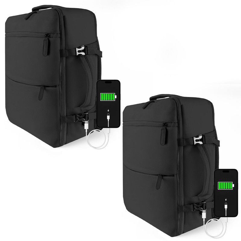 ENERGY PLUS - Set x2 Morral de Viaje 40L Puerto USB Zapatero Apertura 180
