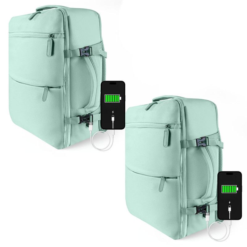 ENERGY PLUS - Set x2 Morral de Viaje 40L Puerto USB Zapatero Apertura 180