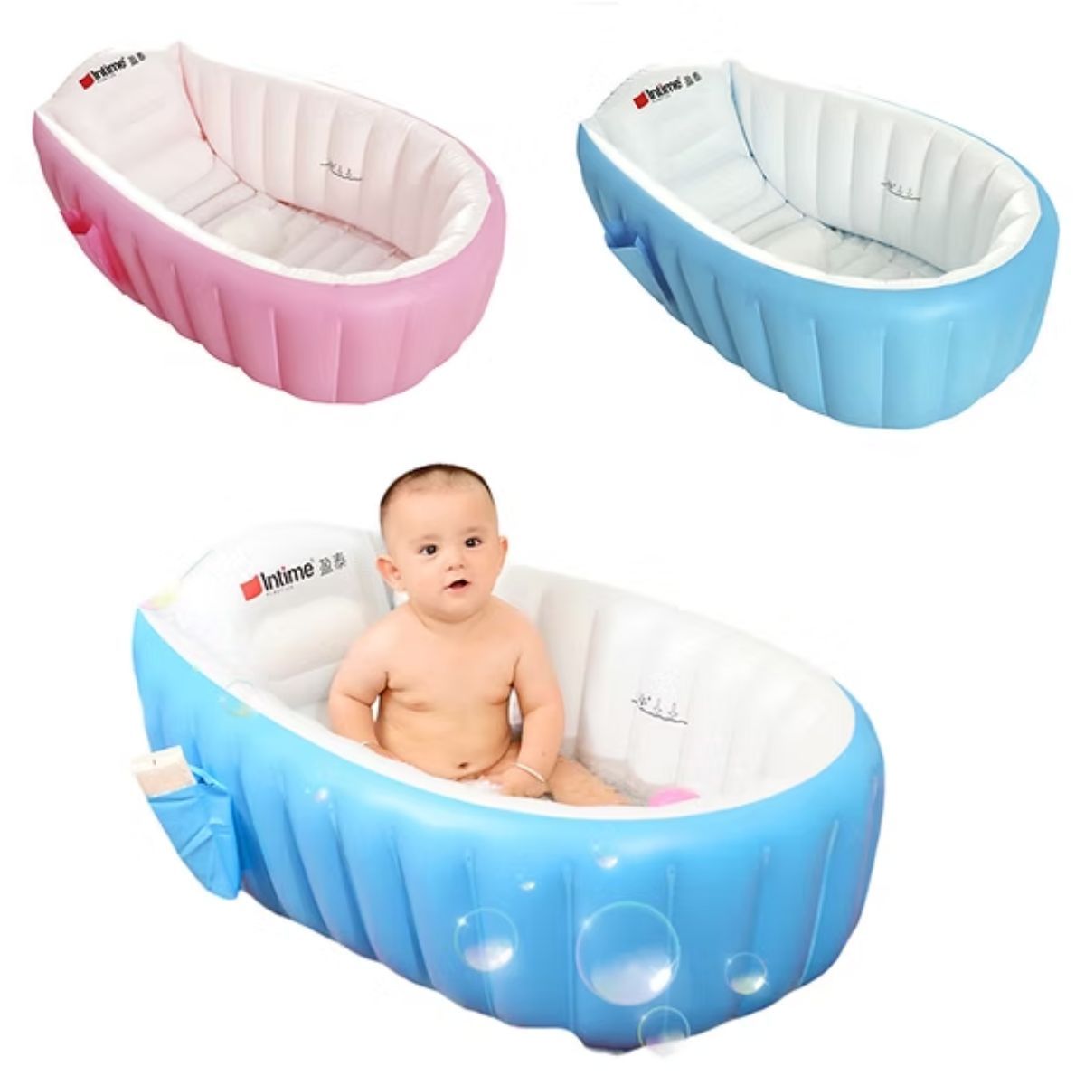 GENERICO - Piscina Bañera Tina Inflable Para Bebes Azul.