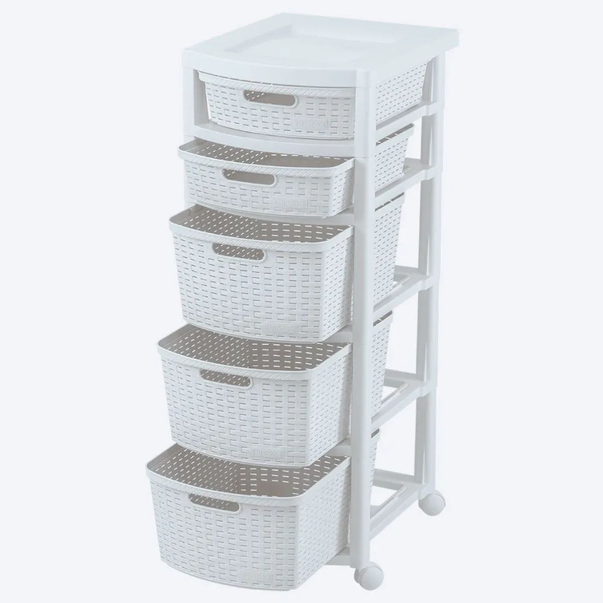 RIMAX - Cajonero Rattan Rimax 5 Gavetas - 3 Grandes 2 Pequeñas Blanco