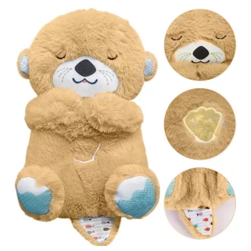 GENERICO - Peluche con movimiento respira tiene sonido y luz beige