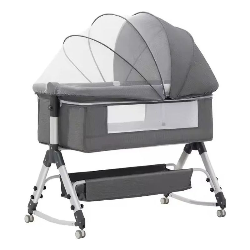 KIDSHOP - Cuna Colecho Mosquitero Mecedora Gris M-618P