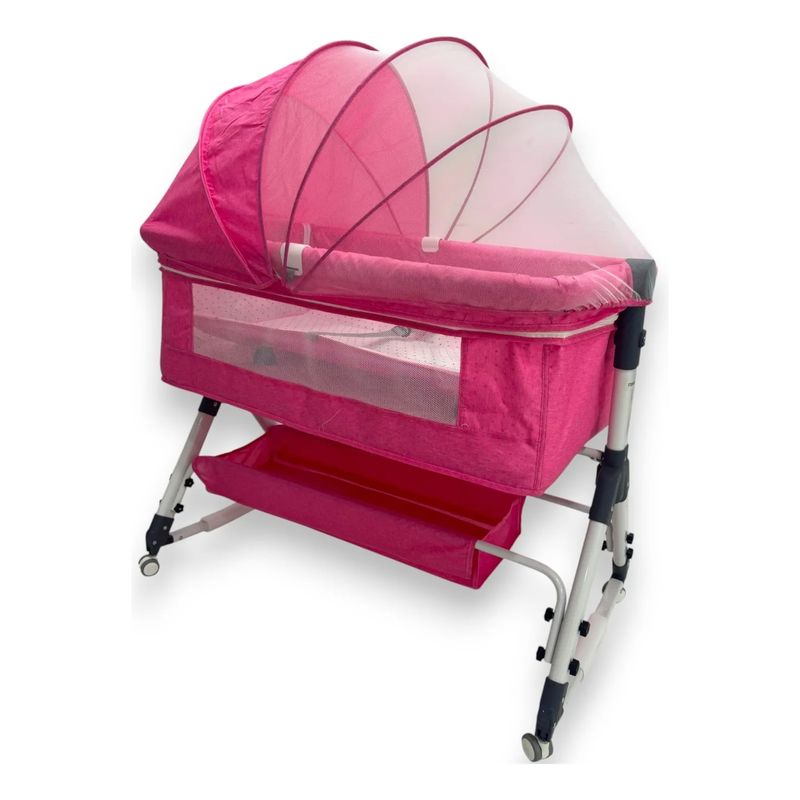 KIDSHOP - Cuna Colecho Mosquitero Mecedora Rosado M-618P