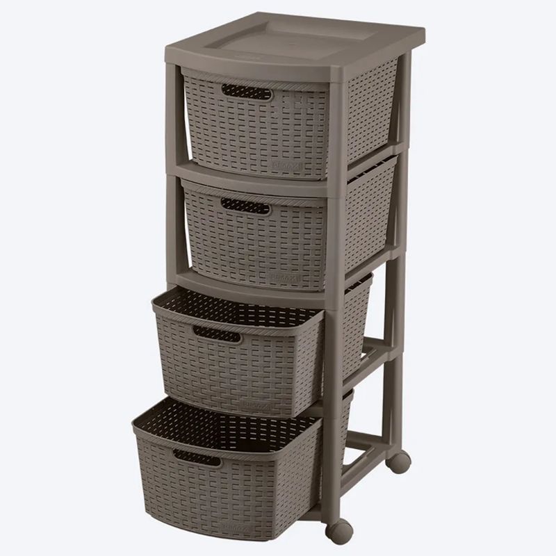 RIMAX - Cajonero Apariencia Rattan Rimax 4 Gavetas Altas Mocca 9835