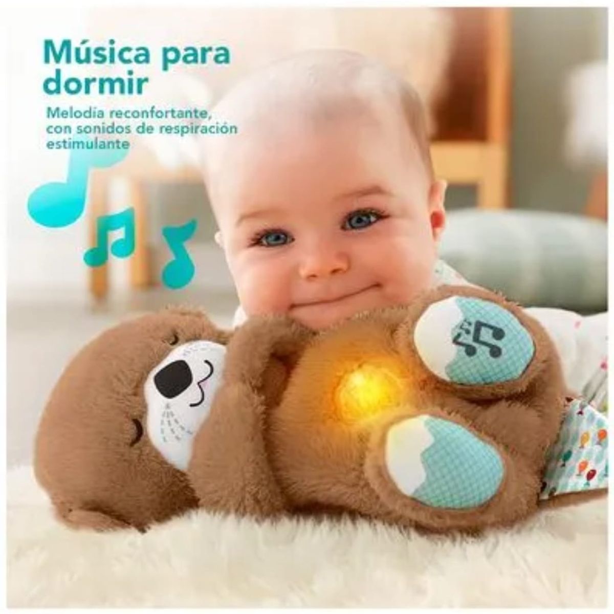 GENERICO - peluche infantil de apego sonido y luz cafe oscuro