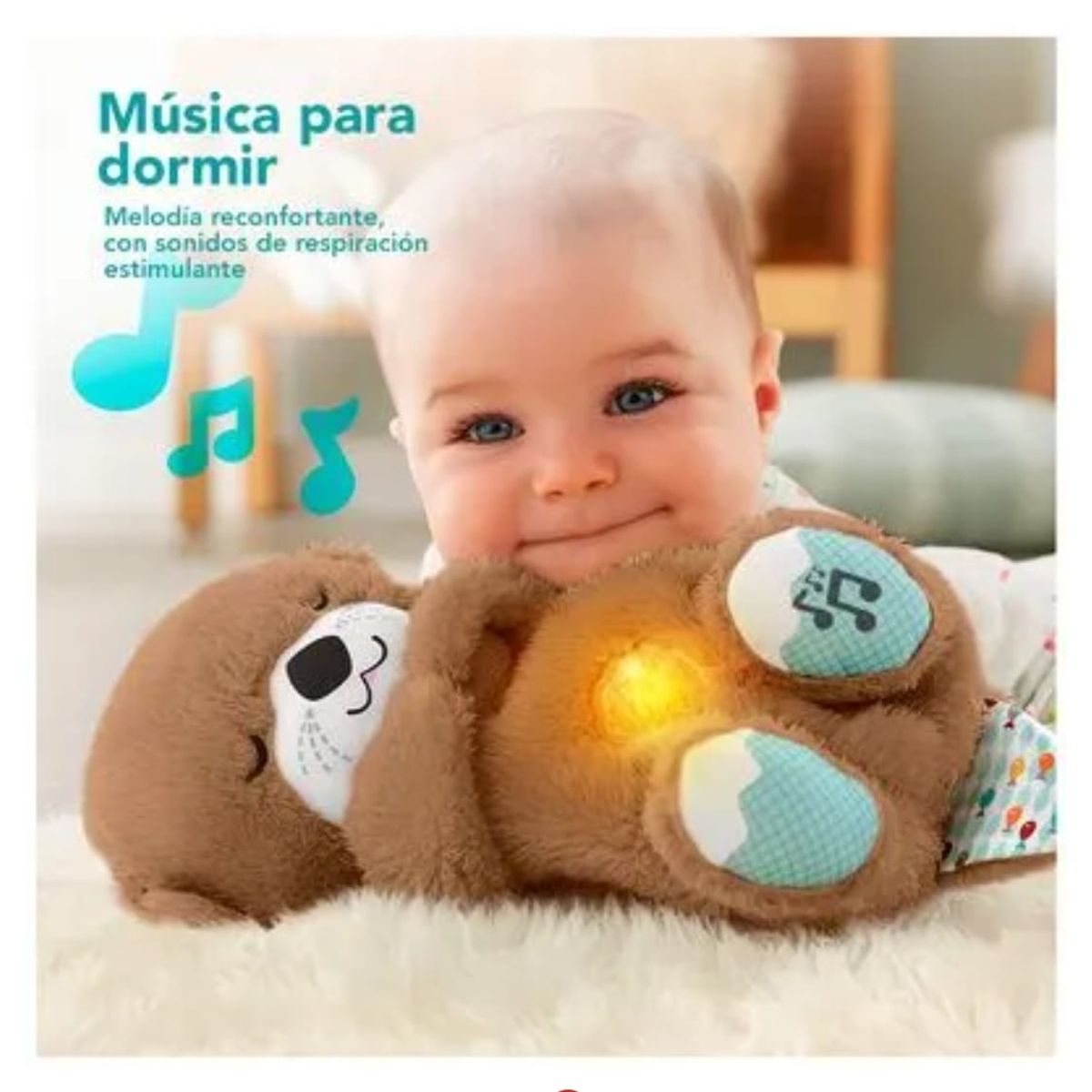 GENERICO - peluche infantil de apego sonido y luz cafe oscuro
