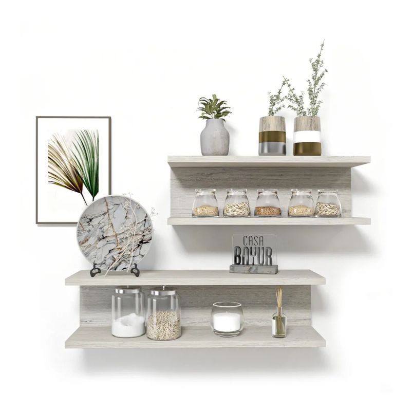 GENERICO - Set 2 Repisas Flotantes Modelo Roma Decoración Moderna Color Chantilli