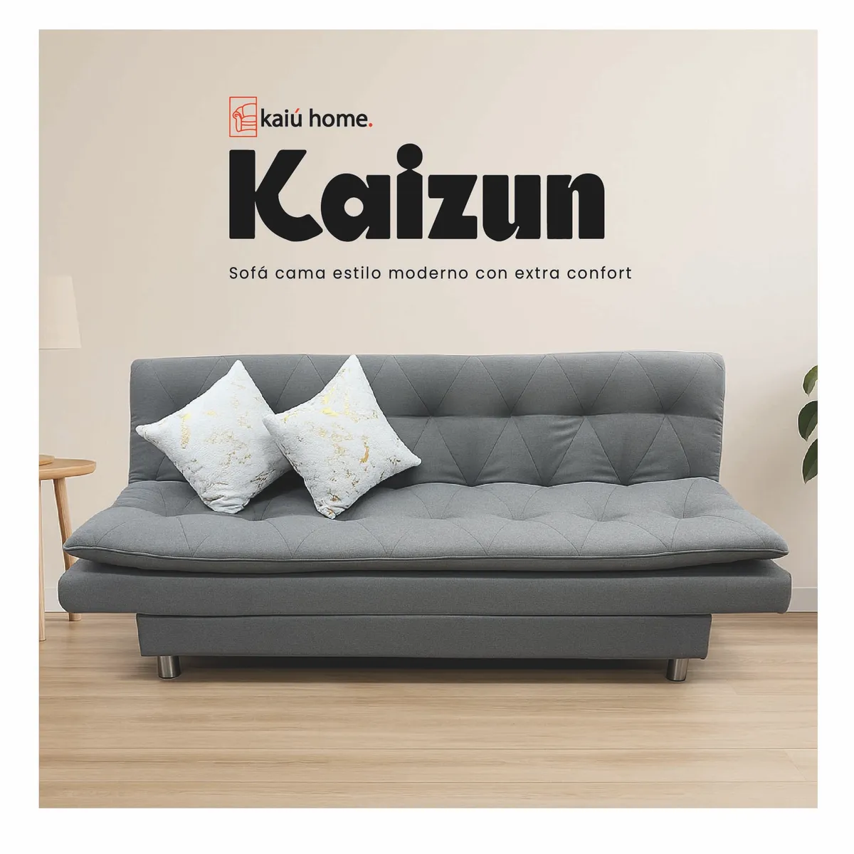 KAIU HOME - Sofa Cama Kaisun Gris + Cojines
