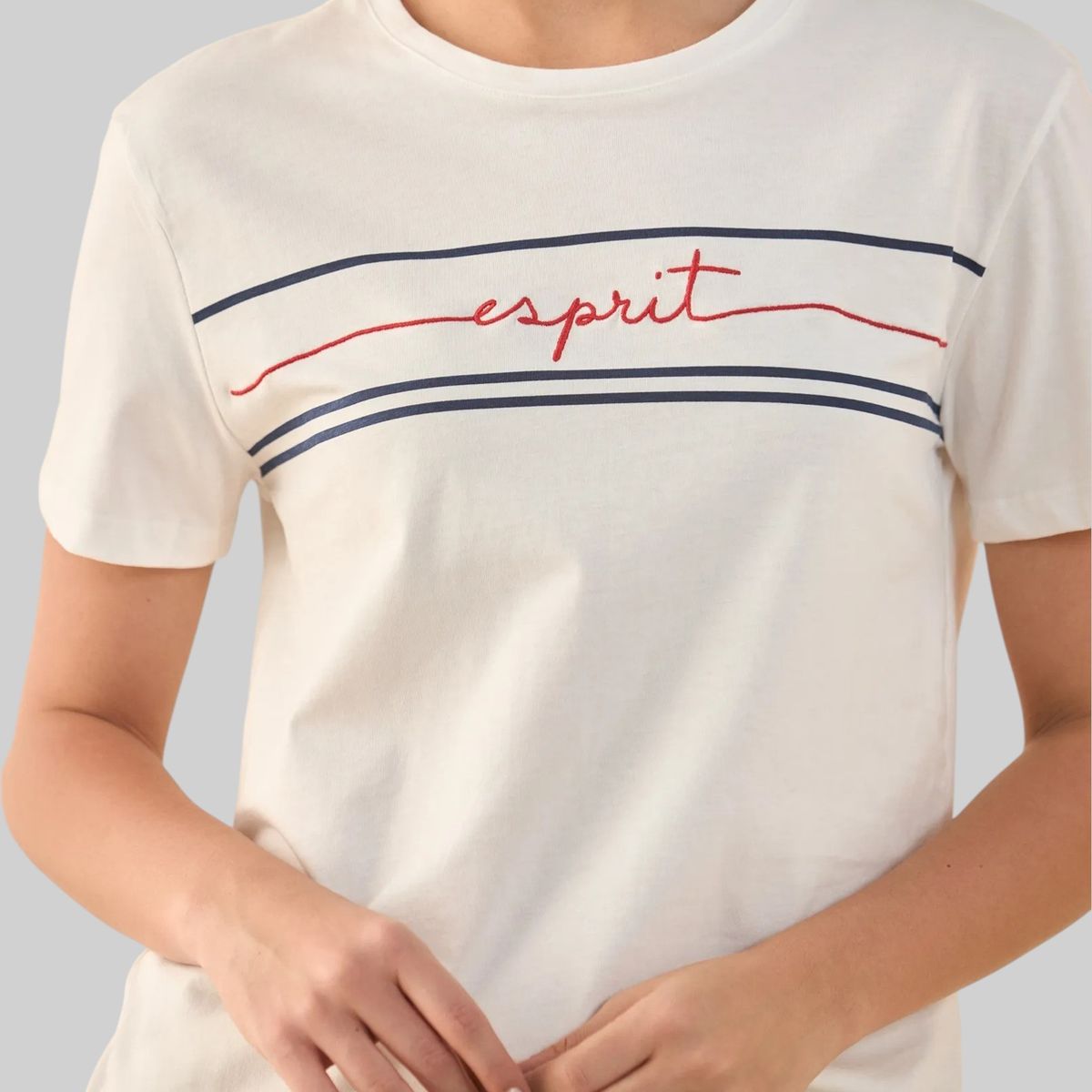 ESPRIT - Esprit Camiseta para Mujer Estampada - Blusa para Dama Básica Casual