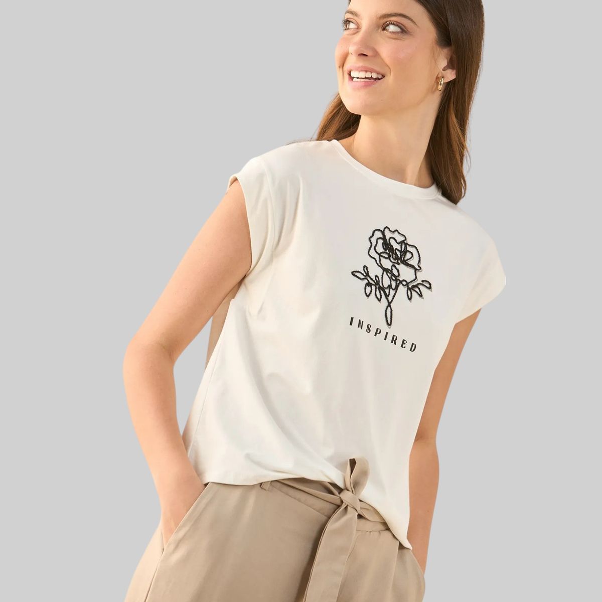 ESPRIT - Esprit Camiseta para Mujer Estampada - Blusa para Dama Básica