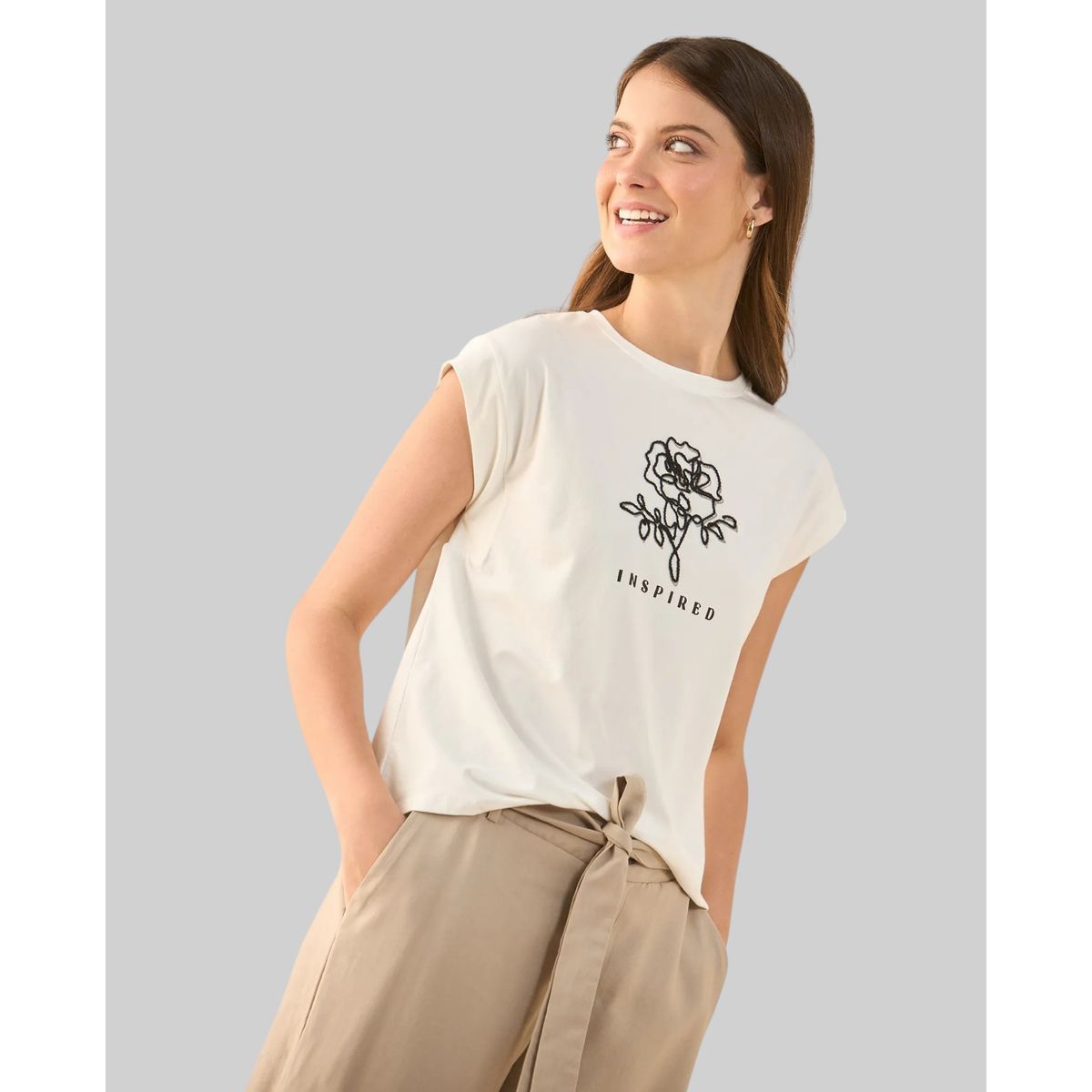 ESPRIT - Esprit Camiseta para Mujer Estampada - Blusa para Dama Básica