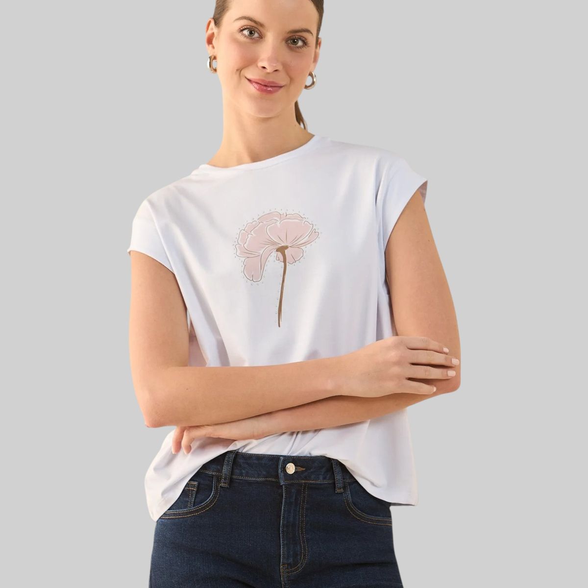 ESPRIT - Esprit Camiseta para Mujer Manga Sisa Rodada - Blusa para Dama Ideal para Diario