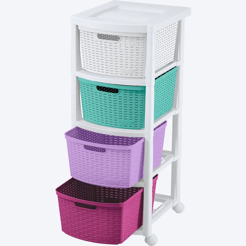 RIMAX - Cajonero Apariencia Rattan Rimax 4 Gavetas Glam Niña 14005