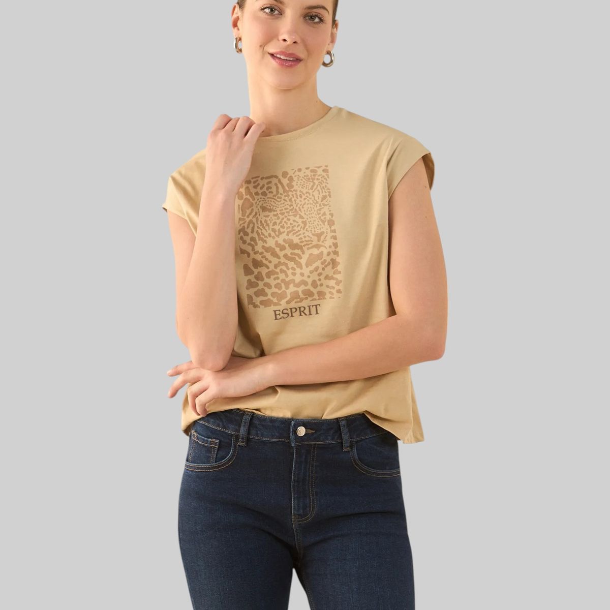 ESPRIT - Esprit Camiseta para Mujer Silueta Tradicional - Blusa para Dama Estampada
