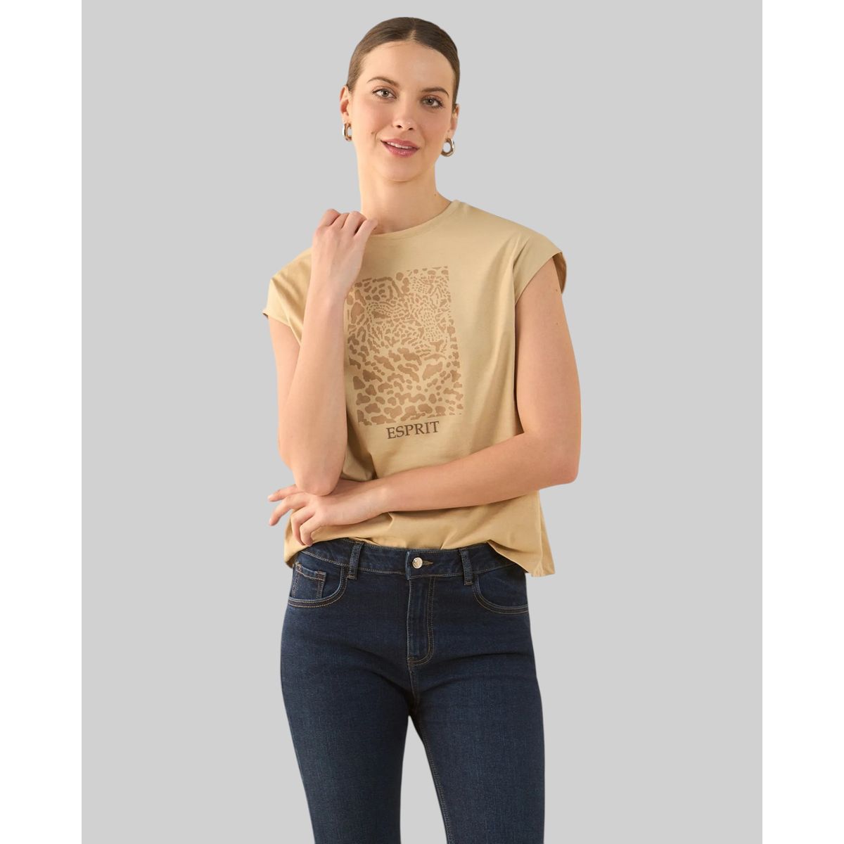ESPRIT - Esprit Camiseta para Mujer Silueta Tradicional - Blusa para Dama Estampada