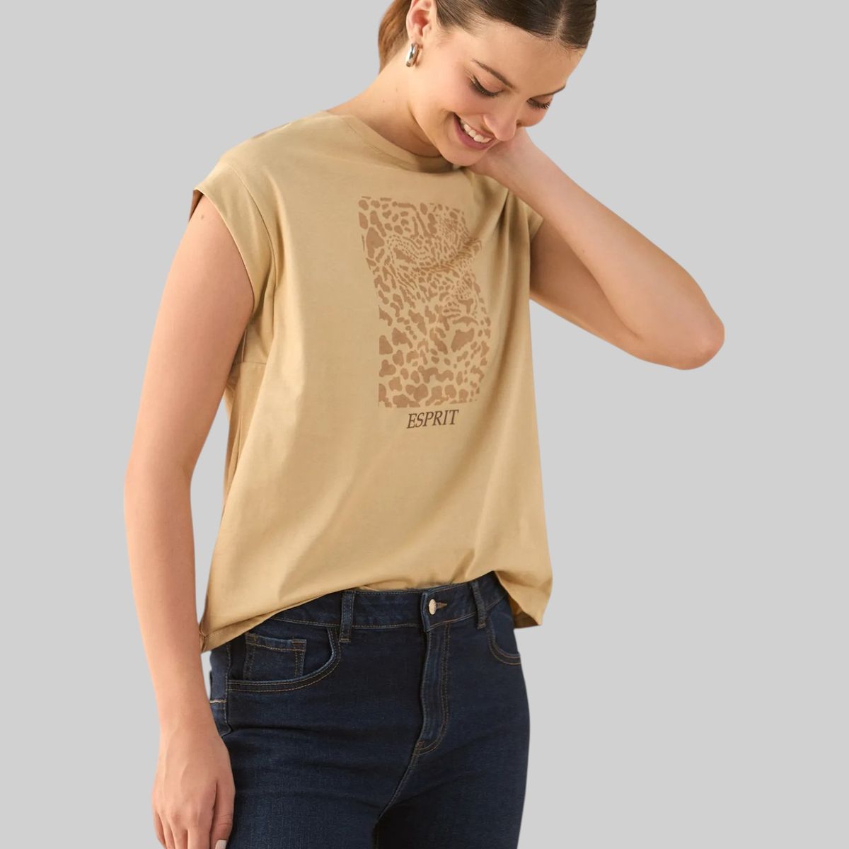 ESPRIT - Esprit Camiseta para Mujer Silueta Tradicional - Blusa para Dama Estampada