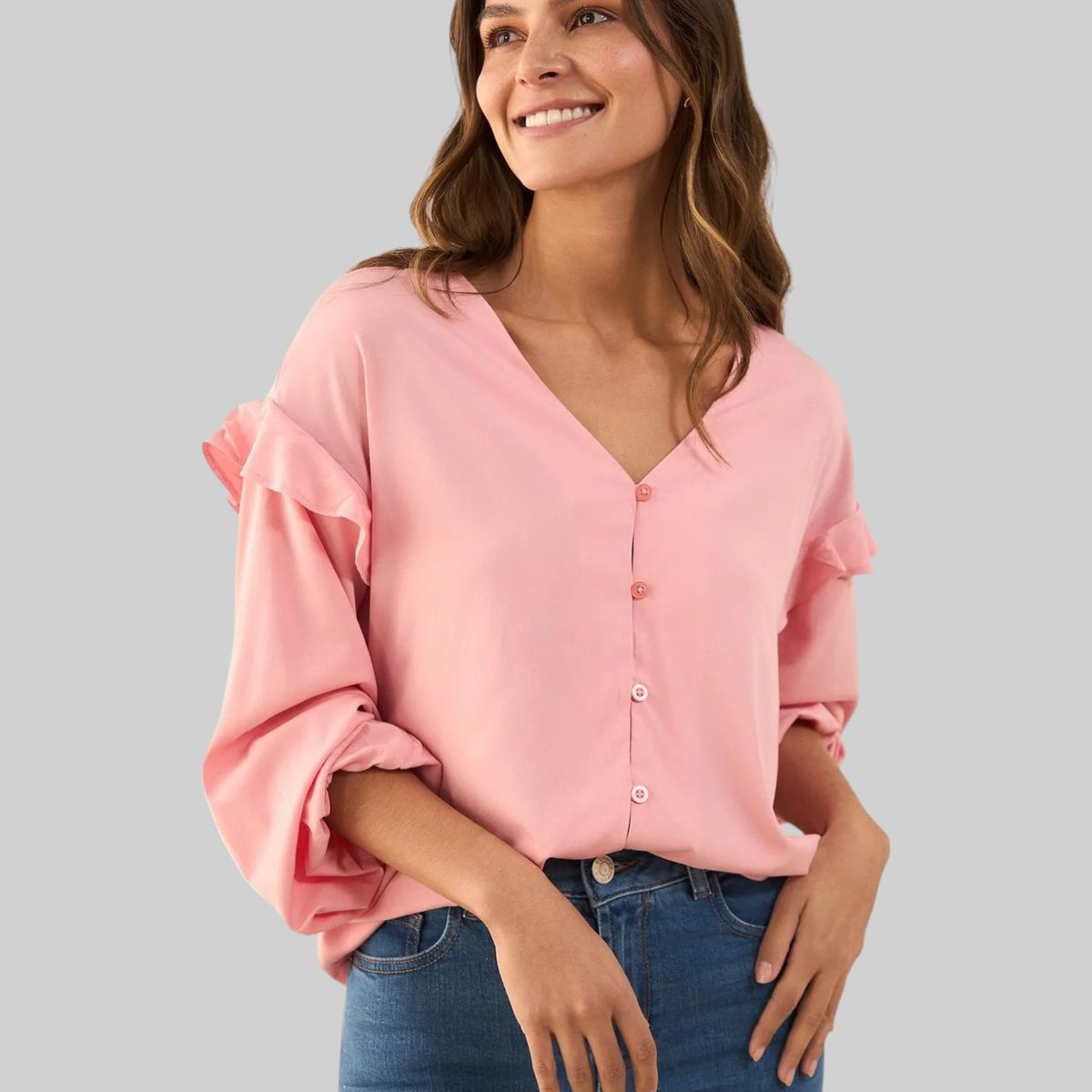 ESPRIT - Esprit Camisa Mujer con Bolero en Hombros - Blusa para Dama de Botones