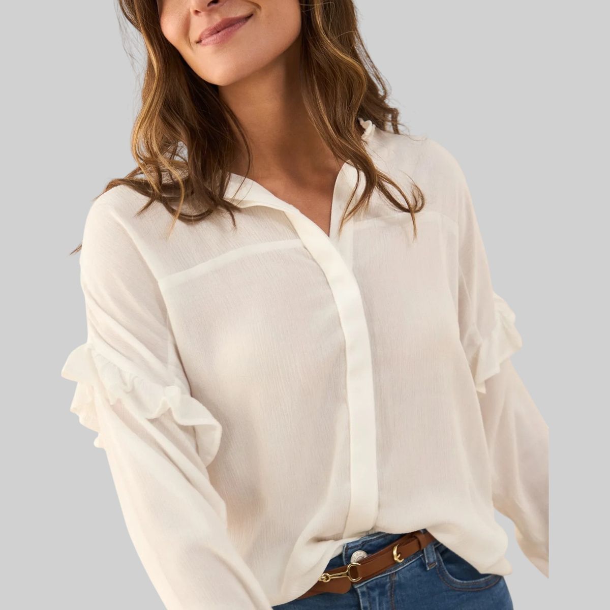 ESPRIT - Esprit Camisa Mujer con Bolero en la Manga - Blusa para Dama Versátil
