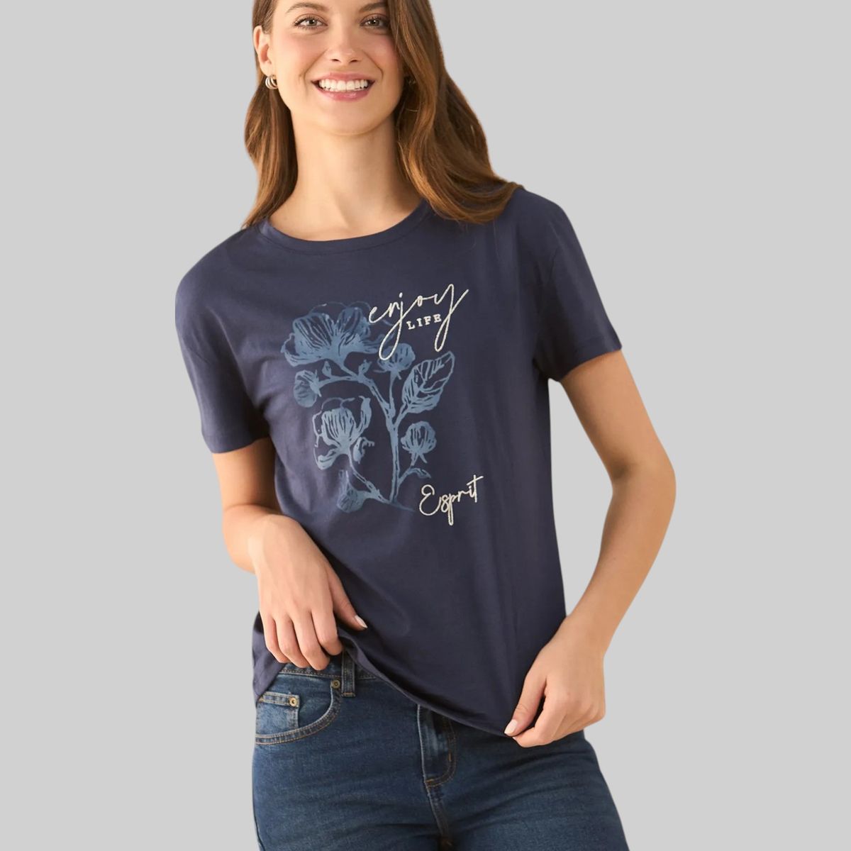 ESPRIT - Esprit Camiseta para Mujer Estampada - Blusa para Dama Diseño Floral